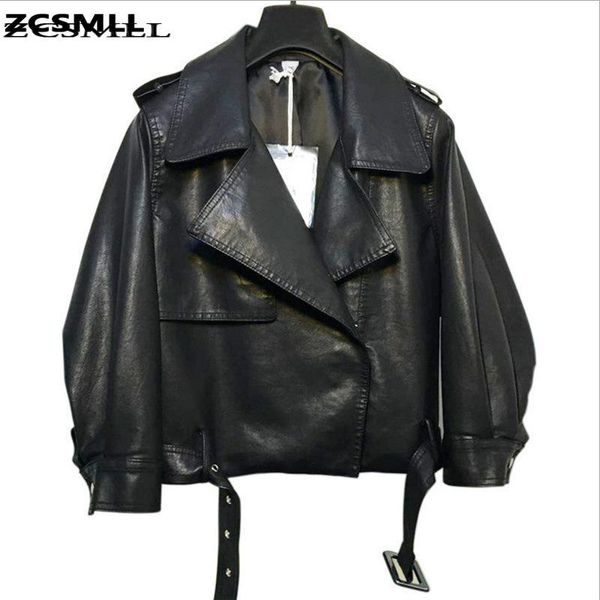 women's loose leather jacket 2021 autumn korean bf style nine-sleeve lantern sleeve short & faux, Black
women's loose leather jacket 2021 autumn korean bf style nine-sleeve lantern sleeve short & faux, Black