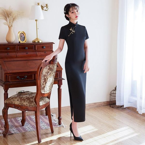 ethnic clothing black long tight chinese traditional dress vintage button qipao slim evenning party cheongsam classic oversize vestidos, Red
ethnic clothing black long tight chinese traditional dress vintage button qipao slim evenning party cheongsam classic oversize vestidos, Red