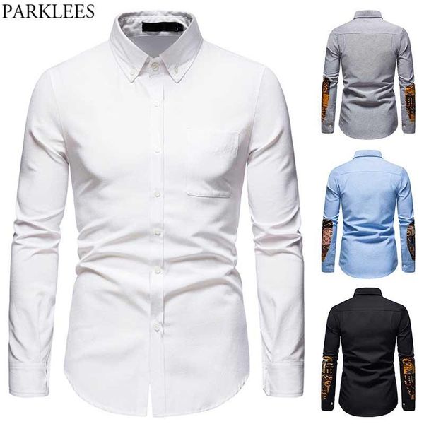 african patchwork oxford shirt men 2021 spring classic fit long sleeve dress shirts mens casual button down chemise homme men's, White;black
african patchwork oxford shirt men 2021 spring classic fit long sleeve dress shirts mens casual button down chemise homme men's, White;black
