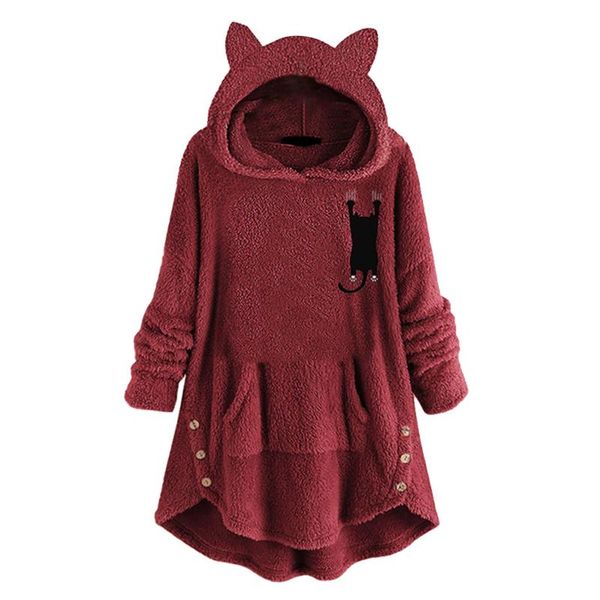 women's hoodies & sweatshirts long sleeve cat ear pullover hoodie fleece cute printed with button pockets sudaderas con capucha, Black
women's hoodies & sweatshirts long sleeve cat ear pullover hoodie fleece cute printed with button pockets sudaderas con capucha, Black