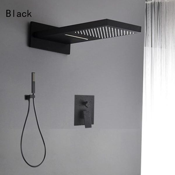 black / chrome shower head set wall mounting bathroom faucet with embedded box rainfall waterfall concealed mixer sets
black / chrome shower head set wall mounting bathroom faucet with embedded box rainfall waterfall concealed mixer sets