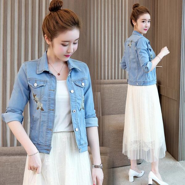 women's jackets autumn summer embroidery floral short women denim jean jacket slim elastic cotton blue jeans woman coats outwear, Black;brown
women's jackets autumn summer embroidery floral short women denim jean jacket slim elastic cotton blue jeans woman coats outwear, Black;brown