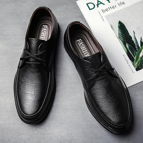 dress shoes 2021 spring and autumn men's summer business casual layer cowhide leather winter round toe men, Black
dress shoes 2021 spring and autumn men's summer business casual layer cowhide leather winter round toe men, Black
