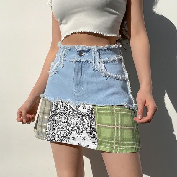 skirts 2021 fashion woman girls high waist patchwork plaid denim skirt a-line mini sundress street summer clothes, Black
skirts 2021 fashion woman girls high waist patchwork plaid denim skirt a-line mini sundress street summer clothes, Black