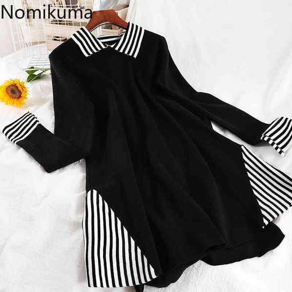 nomikuma knitted dresses korean stripe patchwork women sweater dress long sleeve turn-down collar mini a-line vestidos 6e024 210427, Black;gray
nomikuma knitted dresses korean stripe patchwork women sweater dress long sleeve turn-down collar mini a-line vestidos 6e024 210427, Black;gray