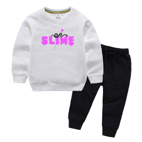 slime luxury designer fashion kids boy girl clothes sportswear autumn baby hoodies 2 pcs/sets children outfit toddler cotton tracksuit, White 
slime luxury designer fashion kids boy girl clothes sportswear autumn baby hoodies 2 pcs/sets children outfit toddler cotton tracksuit, White