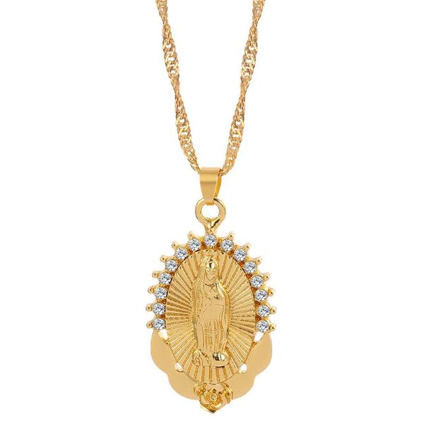 pendant necklaces religious virgin mary catholic necklace shiny crystal women's amulet jewelry, Silver
pendant necklaces religious virgin mary catholic necklace shiny crystal women's amulet jewelry, Silver