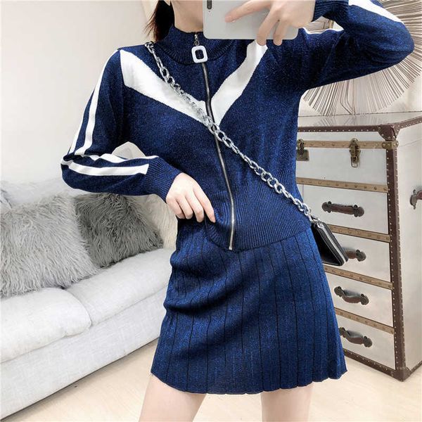 two piece dress bright silk knit zippers striped casual long sleeve sweaters +women autumn winter ruched high waist knitted mini skirts se 0, White
two piece dress bright silk knit zippers striped casual long sleeve sweaters +women autumn winter ruched high waist knitted mini skirts se 0, White