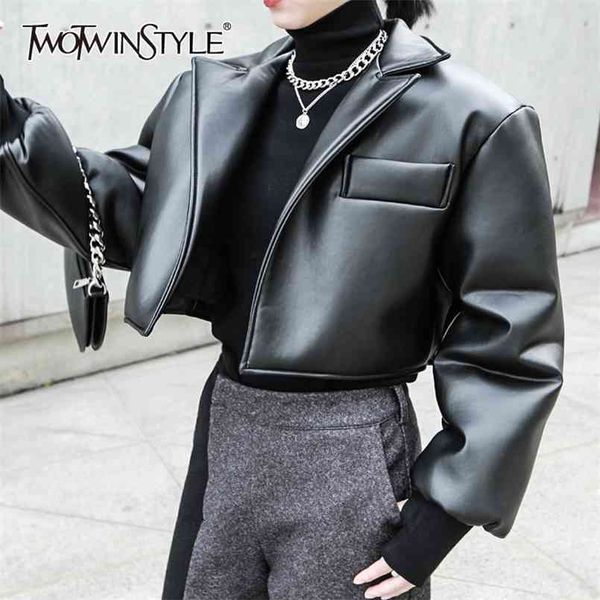 pu leather short thick jacket for women lapel long sleeve black jackets female fashion spring clothing 210524, White
pu leather short thick jacket for women lapel long sleeve black jackets female fashion spring clothing 210524, White