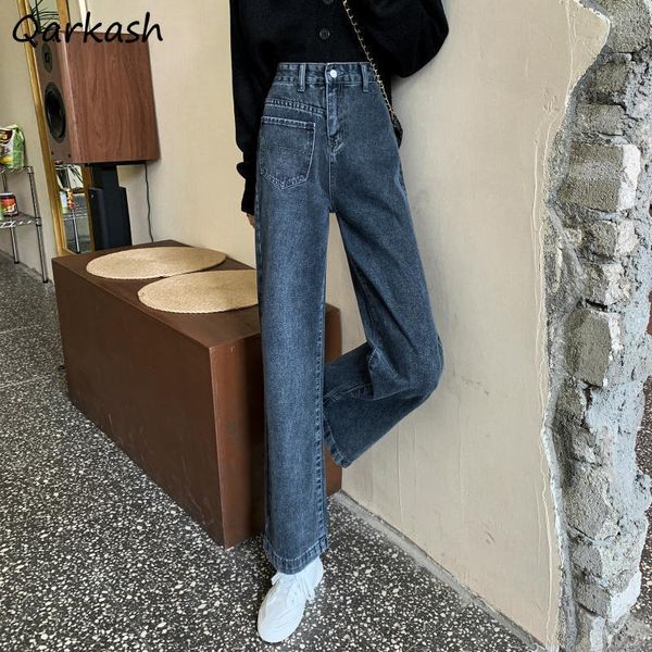 women's jeans women high waist vintage denim wide leg streetwear all-match students retro autumn fashion pockets loose slender ins, Blue
women's jeans women high waist vintage denim wide leg streetwear all-match students retro autumn fashion pockets loose slender ins, Blue