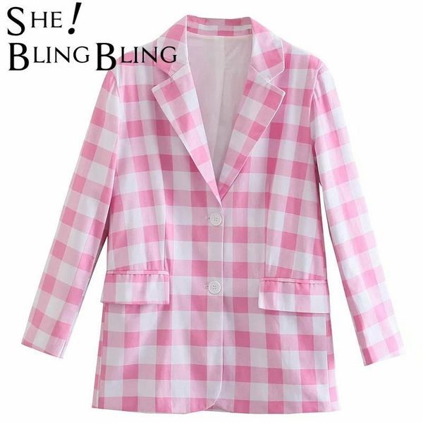 women's suits & blazers sheblingbling summer autumn pink checked blazer ol chic loose suit jacket single breasted notched collar women, White;black
women's suits & blazers sheblingbling summer autumn pink checked blazer ol chic loose suit jacket single breasted notched collar women, White;black