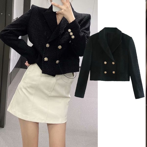 women's down & parkas women vintage fashion double breasted short jacket coat long sleeve female outerwear chic 5bll, Black
women's down & parkas women vintage fashion double breasted short jacket coat long sleeve female outerwear chic 5bll, Black