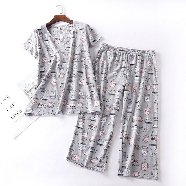 women's sleepwear ladies summer new carton thin pajamas set loose cotton simple style women homewear 2pcs casual wear emqz, Black;red
women's sleepwear ladies summer new carton thin pajamas set loose cotton simple style women homewear 2pcs casual wear emqz, Black;red