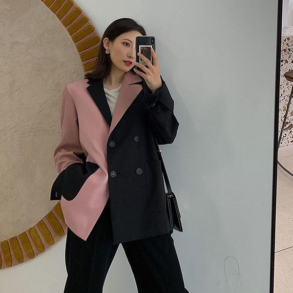 women's suits & blazers women patchwork contrast color blazer back button decoration spring autumn 2021 loose lapel long sleeve casual, White;black
women's suits & blazers women patchwork contrast color blazer back button decoration spring autumn 2021 loose lapel long sleeve casual, White;black