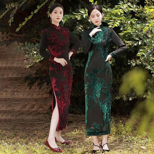 ethnic clothing traditional women long sleeve velour qipao vintage oriental female flocking cheongsam chinese formal dress oversize 4xl, Red
ethnic clothing traditional women long sleeve velour qipao vintage oriental female flocking cheongsam chinese formal dress oversize 4xl, Red