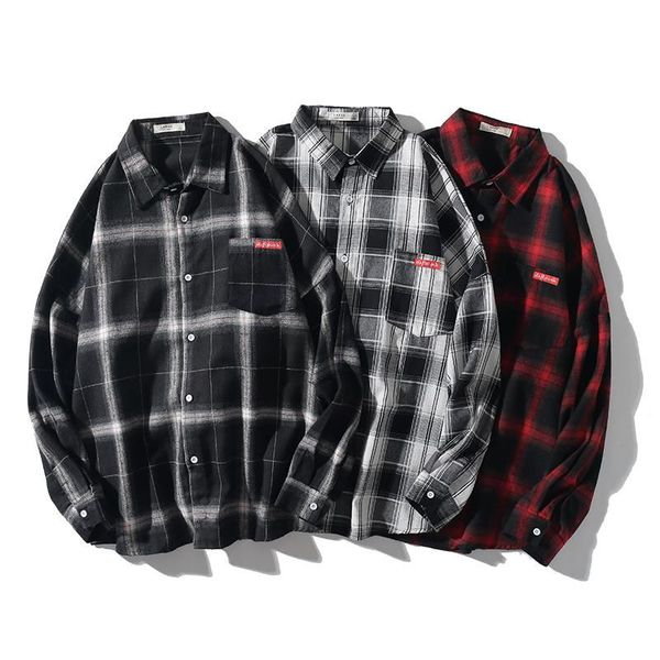 men casual shirt spring autumn harajuku style wild plaid coat long sleeve shirts male japanese retro lapel men's, White;black
men casual shirt spring autumn harajuku style wild plaid coat long sleeve shirts male japanese retro lapel men's, White;black