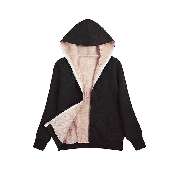 women sweatshirt thick fleece lined full hoodie sweat shirt jacket outerwear plush hooded sweater coat women's autumn winter clothing, Black
women sweatshirt thick fleece lined full hoodie sweat shirt jacket outerwear plush hooded sweater coat women's autumn winter clothing, Black