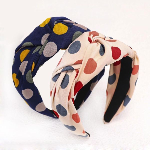 women knot headband hair accessories korean wide dots fabric hairbands for girls1