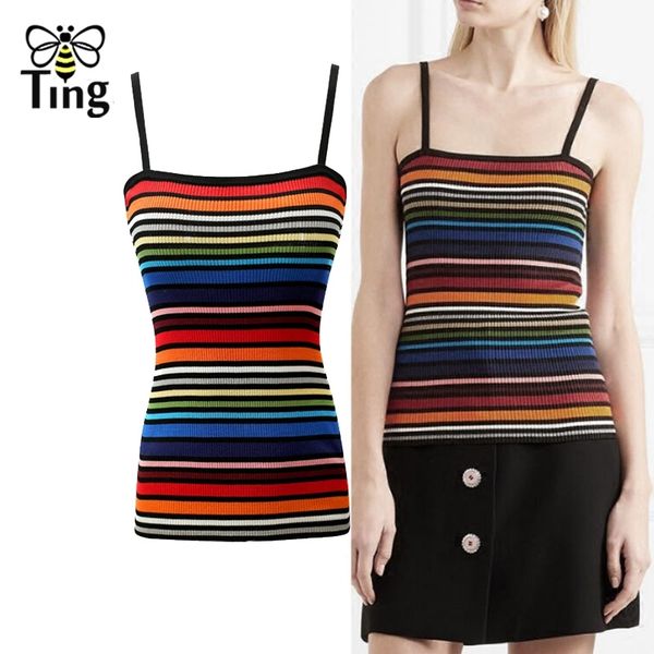 designer summer camisole rainbow striped skinny women spaghetti strap knit tank slim runway 210513, White
designer summer camisole rainbow striped skinny women spaghetti strap knit tank slim runway 210513, White