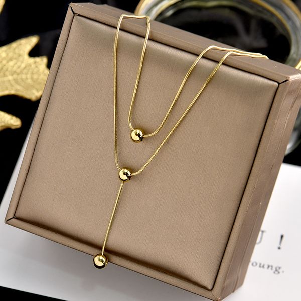 18k gold simple stainless pendant necklace double-layer chain necklaces for women girls party jewelry gift, Silver
18k gold simple stainless pendant necklace double-layer chain necklaces for women girls party jewelry gift, Silver