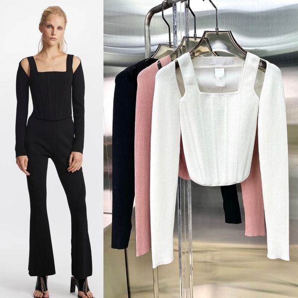 women's t-shirt women clothes autumn 2021 square collar pink short fashion skinny black tank set, White
women's t-shirt women clothes autumn 2021 square collar pink short fashion skinny black tank set, White