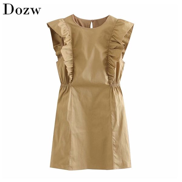 women chic ruffles mini dress summer khaki o neck fashion a line dress lady sleeveless hollow out female cotton dresses robe 210414, Black;gray
women chic ruffles mini dress summer khaki o neck fashion a line dress lady sleeveless hollow out female cotton dresses robe 210414, Black;gray