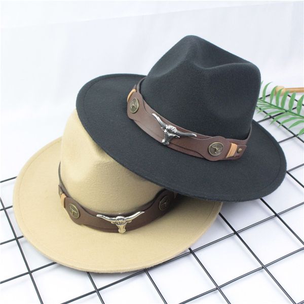women's men's british style retro western cowboy hat wool wide belt punk cowgirl jazz hat leather cap godfather cap size 56-58cm c, Blue;gray
women's men's british style retro western cowboy hat wool wide belt punk cowgirl jazz hat leather cap godfather cap size 56-58cm c, Blue;gray