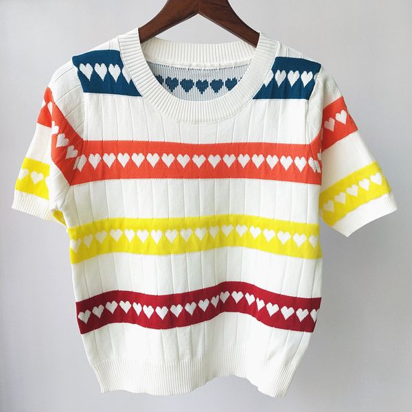 59% off factory outlet store summer love stripe jacquard contrast round neck short sleeve slim age reducing knitted top, White;black
59% off factory outlet store summer love stripe jacquard contrast round neck short sleeve slim age reducing knitted top, White;black