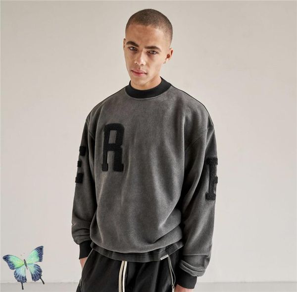 men's hoodies & sweatshirts washed grey vintage flocked embroidered represent sweatshirt, Black
men's hoodies & sweatshirts washed grey vintage flocked embroidered represent sweatshirt, Black