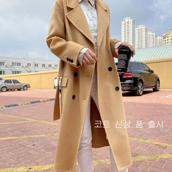 women's wool & blends 2021 winter handmade black double breasted sided belt long woolen jacket women korean high end plus size loose 10
women's wool & blends 2021 winter handmade black double breasted sided belt long woolen jacket women korean high end plus size loose 10