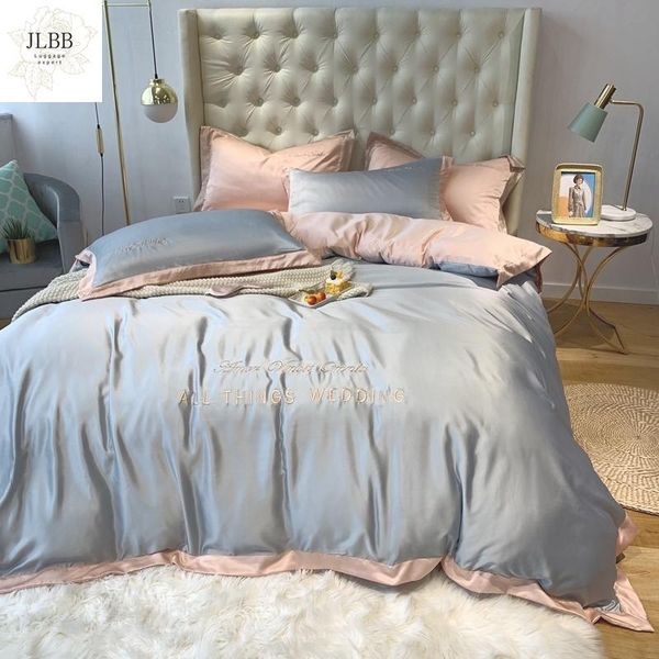 bedding sets luxury silver gray pink splicing embroidery imitate silk soft set duvet cover flat/fitted sheet pillowcases home textile
bedding sets luxury silver gray pink splicing embroidery imitate silk soft set duvet cover flat/fitted sheet pillowcases home textile