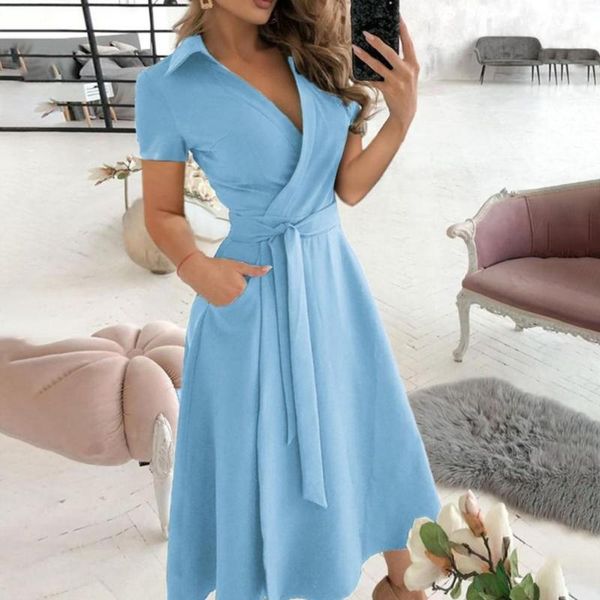 fashion women dress turn down collar solid short sleeve belt long a-line party female maxi dresses summer 2021 vestidos women's swimwea, White;black 
fashion women dress turn down collar solid short sleeve belt long a-line party female maxi dresses summer 2021 vestidos women's swimwea, White;black