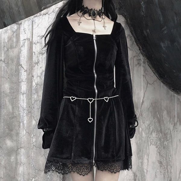 casual dresses vintage gothic autumn/winter zipper long loose dress french lace lolita halloween audrey hepburn party vestidos, Black;gray
casual dresses vintage gothic autumn/winter zipper long loose dress french lace lolita halloween audrey hepburn party vestidos, Black;gray