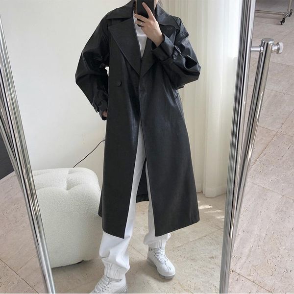 women's trench coats autumn and winter windbreaker casual solid color belt decoration loose pu long, Tan;black
women's trench coats autumn and winter windbreaker casual solid color belt decoration loose pu long, Tan;black