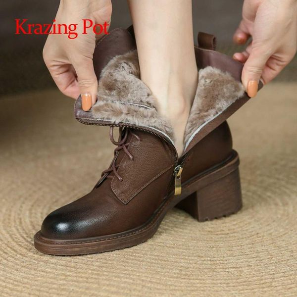 boots krazing pot winter saling cow leather round toe high heels snow keep warm office lady daily wear cozy ankle l05, Black
boots krazing pot winter saling cow leather round toe high heels snow keep warm office lady daily wear cozy ankle l05, Black