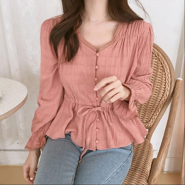 chemisier femme v neck button womens shirts sashes flare sleeve long clothes cotton summer korean fashion, White
chemisier femme v neck button womens shirts sashes flare sleeve long clothes cotton summer korean fashion, White