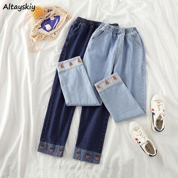 women's jeans women kawaii strawberry embroidery korean fashion high waist trousers womens straight all match sweet unique casual chic, Blue
women's jeans women kawaii strawberry embroidery korean fashion high waist trousers womens straight all match sweet unique casual chic, Blue