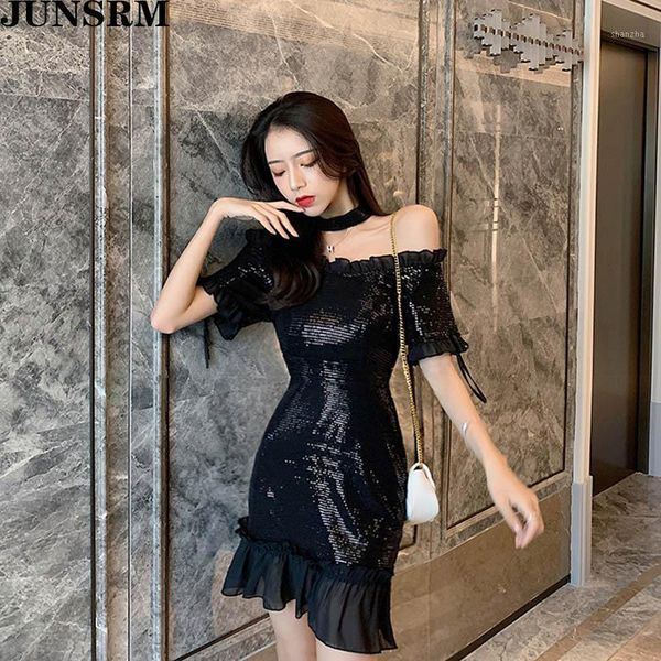 party dresses summer korean off shoulder mini women waist slim vintage sequins glittering es1 34el, White;black
party dresses summer korean off shoulder mini women waist slim vintage sequins glittering es1 34el, White;black