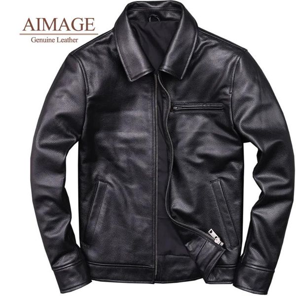 men's leather & faux genuine jacket for men 100% real natural coat classic casual style cowhide vintage quality biker, Black 
men's leather & faux genuine jacket for men 100% real natural coat classic casual style cowhide vintage quality biker, Black
