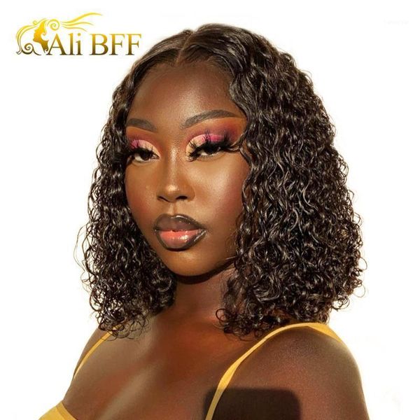 water wave short bob wigs for black women brazilian lace pre plucked deep curly human hair ali bff hair1, Black;brown
water wave short bob wigs for black women brazilian lace pre plucked deep curly human hair ali bff hair1, Black;brown
