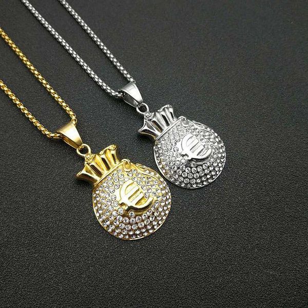 hip hop rhinestones paved bling iced out stainless steel eur sign money bag pendants necklaces for men rapper jewelry pendant, Silver
hip hop rhinestones paved bling iced out stainless steel eur sign money bag pendants necklaces for men rapper jewelry pendant, Silver
