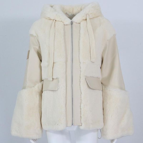 women's fur & faux oftbuy 2021 winter jacket women real coat natural rex genuine leather hooded outerwear streetwear thick warm, Black
women's fur & faux oftbuy 2021 winter jacket women real coat natural rex genuine leather hooded outerwear streetwear thick warm, Black