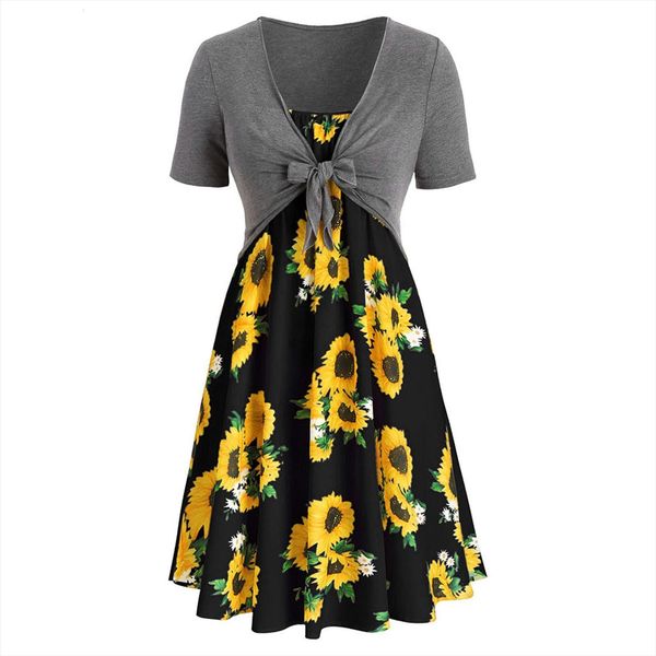 elegant short sleeve bow knot womens dress bandage sunflower print mini suit vestidos de verano femme, Black;gray
elegant short sleeve bow knot womens dress bandage sunflower print mini suit vestidos de verano femme, Black;gray