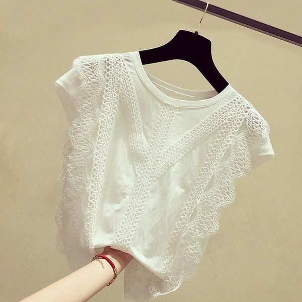 women's t-shirt summer 2021 lace solid hollow out women t-shirts o-neck straight elegant female office lady pulls tees, White
women's t-shirt summer 2021 lace solid hollow out women t-shirts o-neck straight elegant female office lady pulls tees, White