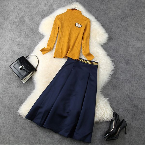 two piece dress fall winter long sleeve round neck pure color knitted bow tees + peplum mid-calf skirt suits 2 s set ln11t11549 4eb0, White
two piece dress fall winter long sleeve round neck pure color knitted bow tees + peplum mid-calf skirt suits 2 s set ln11t11549 4eb0, White