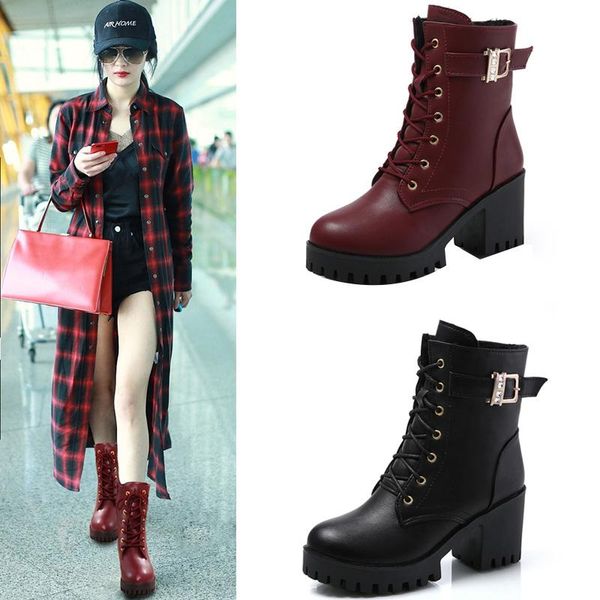 boots 2021 autumn winter high-heeled short women's leather british style lace-up thick-heeled mart snow, Black
boots 2021 autumn winter high-heeled short women's leather british style lace-up thick-heeled mart snow, Black