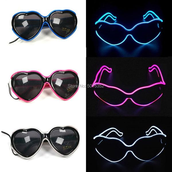 party masks 10 color options heart shape glowing glasses plastic women men el wire sunglasses carnival rave flashing led novelty
party masks 10 color options heart shape glowing glasses plastic women men el wire sunglasses carnival rave flashing led novelty