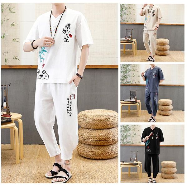men's tracksuits 2021 cotton and linen men set short-sleeved+trousers embroidered casual two-piece tracksuit 4 color -5xl 904-2007, Gray
men's tracksuits 2021 cotton and linen men set short-sleeved+trousers embroidered casual two-piece tracksuit 4 color -5xl 904-2007, Gray
