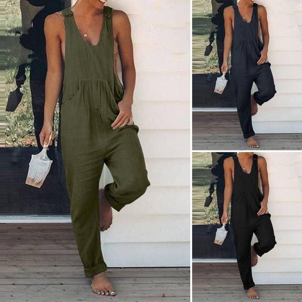 women summer jumpsuits zanzea casual linen cotton harem pants sleeveless trousers overalls rompers playsuits plus size 5xl women's &, Black;white
women summer jumpsuits zanzea casual linen cotton harem pants sleeveless trousers overalls rompers playsuits plus size 5xl women's &, Black;white
