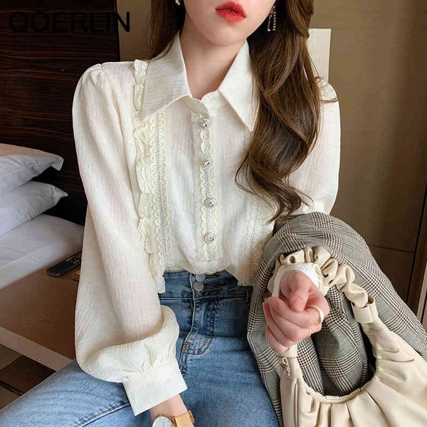 blouses ruffles lace shirts ladies korean style japanese sweet shirt women's sleeve chic single-breasted blouses, White
blouses ruffles lace shirts ladies korean style japanese sweet shirt women's sleeve chic single-breasted blouses, White
